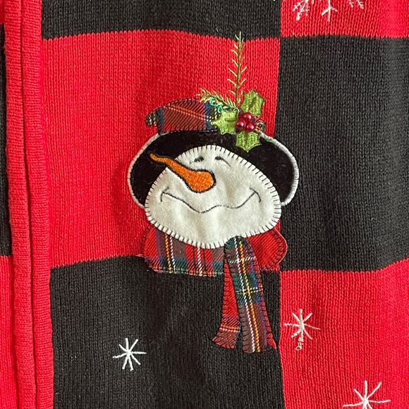 VINTAGE 90s Blair Tartan Cardinals & Snowmen Ugly Christmas Sweater Vest Size L - Picture 3 of 6